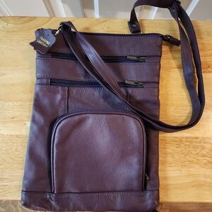 Purple Genuine Leather Crossbody Bag